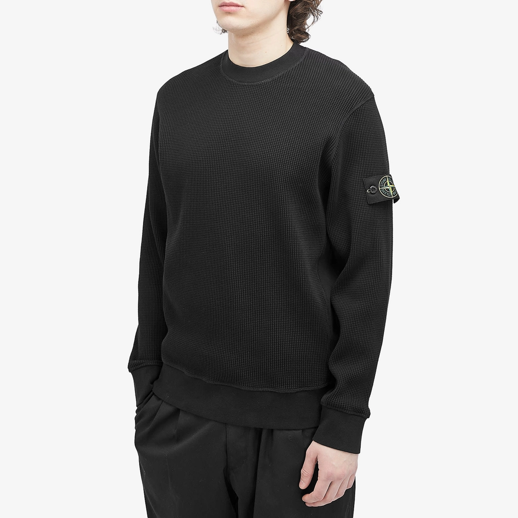 Stone Island Men's Waffle Crew Neck Sweatshirt Black